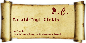 Matulányi Cintia névjegykártya